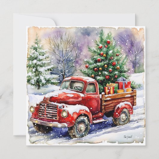 Kerstboom Vrachtwagen Feestdagenkaart (Voorkant)