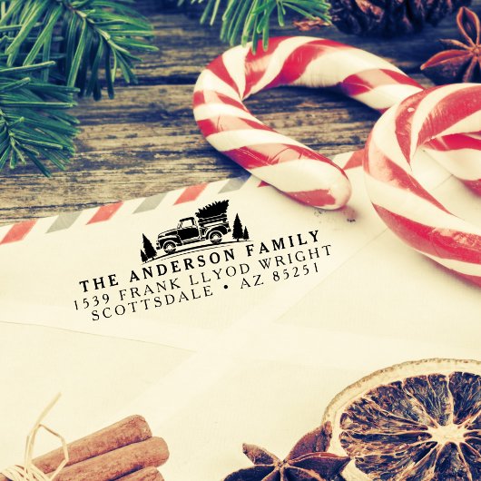 Kerstboom  Vrachtwagen Retouradresstempel Zelfinktende Stempel