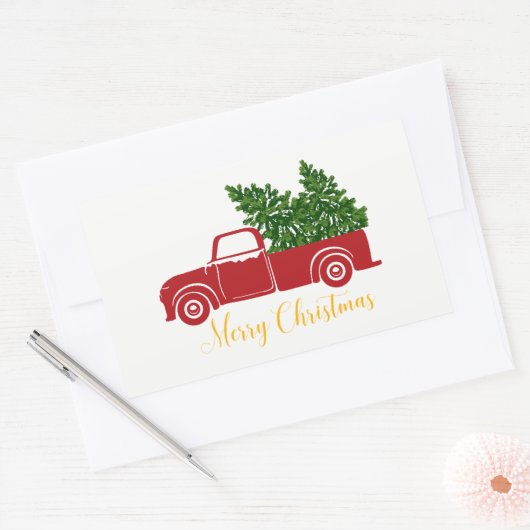 Kerstboom vrachtwagen Sticker (Envelop)