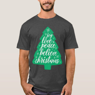 Kerstboom vreugde liefde vrede geloof kerst vi t-shirt