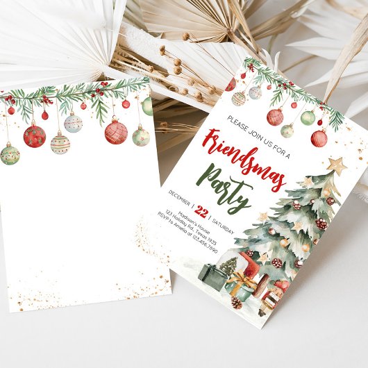 Kerstboom Vriendjesfeest uitnodiging