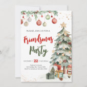Kerstboom Vriendjesfeest uitnodiging (Voorkant)