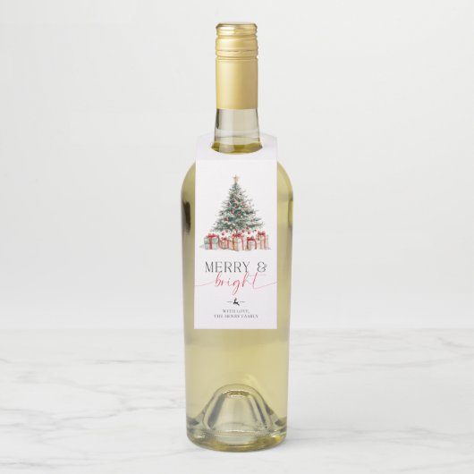 Kerstboom vrolijk en helder cadeau flessenhanger (Op fles)