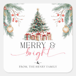 Kerstboom vrolijk en helder cadeau Label Stickers