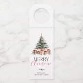 Kerstboom Vrolijk kerstcadeau Flessenhanger (Voorkant)