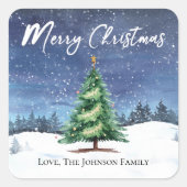 Kerstboom Vrolijk kerstcadeau Label Sticker (Voorkant)