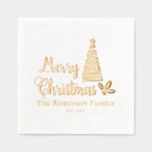 Kerstboom Vrolijk Kerstfeest Familienaam Datum Folie Servetten (Voorkant)