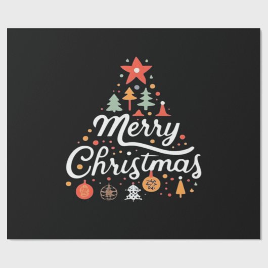 Kerstboom Vrolijk Kerstfeest Klassieker Cadeaupapier (Vlak)
