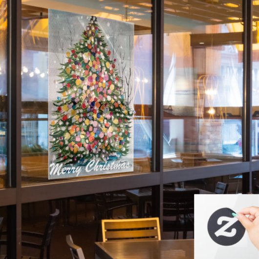 kerstboom - vrolijk kerstfeest raamsticker (Restaurant Raam)