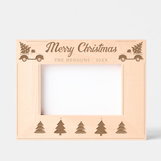 Kerstboom Vrolijk Kerstgezin Gegraveerde Lijstjes (Voorkant)