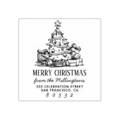 Kerstboom Vrolijke Kerstmisnaam Terugkeeradres Rubberstempel (Afrduk)