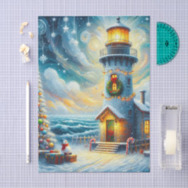 Kerstboom Vuurtoren Nautische Decoupage Tissuepapier