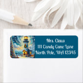 Kerstboom Vuurtoren Nautische Kust Blauw Etiket (Insitu)