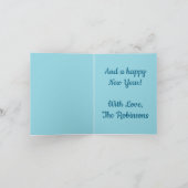 Kerstboom Vuurtoren Nautische Kust Blauw Feestdagen Kaart (Binnen)