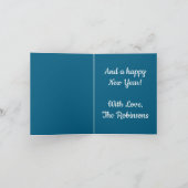 Kerstboom Vuurtoren Nautische Kust Blauw Feestdagen Kaart (Binnen)