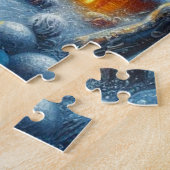 Kerstboom Vuurtoren Nautische Kust Blauw Legpuzzel (Zijkant)