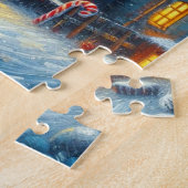 Kerstboom Vuurtoren Nautische Kust Blauw Legpuzzel (Zijkant)