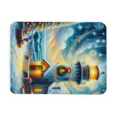 Kerstboom Vuurtoren Nautische Kust Blauw Magneet (Horizontaal)