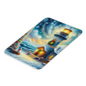 Kerstboom Vuurtoren Nautische Kust Blauw Magneet (Linkerzijde)