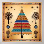 Kerstboom Warli Art Poster (Voorkant)