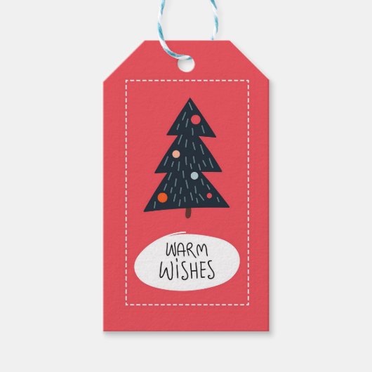 Kerstboom warme wensen cadeaulabel (Voorkant)