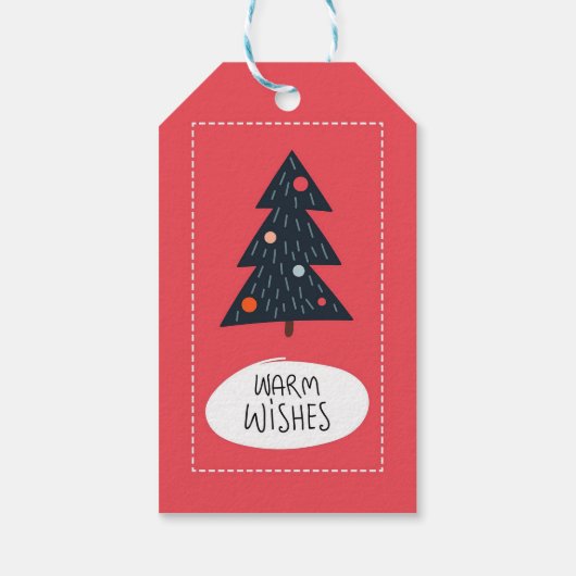 Kerstboom warme wensen cadeaulabel (Achterkant)