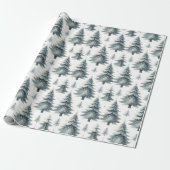 Kerstboom Water Kleur Wrapping Papier (Uitgerold)