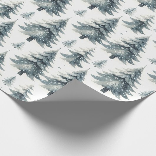 Kerstboom Water Kleur Wrapping Papier (Hoek)