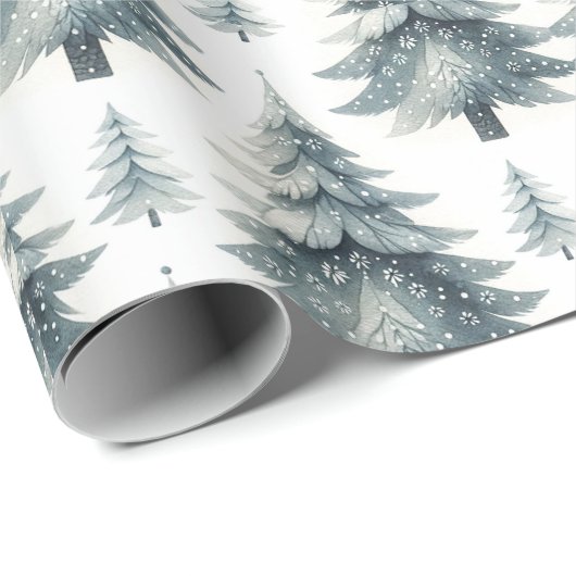 Kerstboom Water Kleur Wrapping Papier (Rol Hoek)