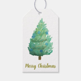 Kerstboom Watercolor Cadeautag Cadeaulabel