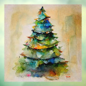 Kerstboom Waterverf Artistieke Pine Holiday Raamsticker (Vel 3)