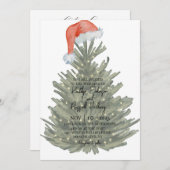 Kerstboom Waterverf bruiloft uitnodiging (Voorkant / Achterkant)