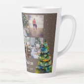 Kerstboom Waterverf Familie 6 Foto Collage Latte Mok (Rechts)