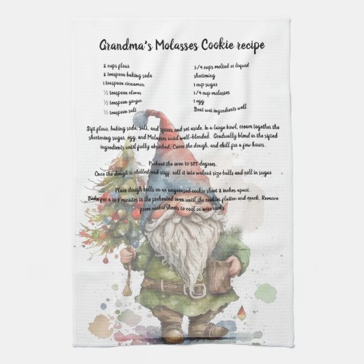 Kerstboom Waterverf Kabouter Recept Thee Theedoek (Verticaal)