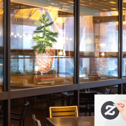 Kerstboom waterverf mand winter leuk raamsticker (Restaurant Raam)