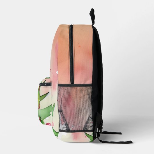 Kerstboom Waterverf Monogram Feestelijke Vakantie Bedrukte Rugzak (Rechts)