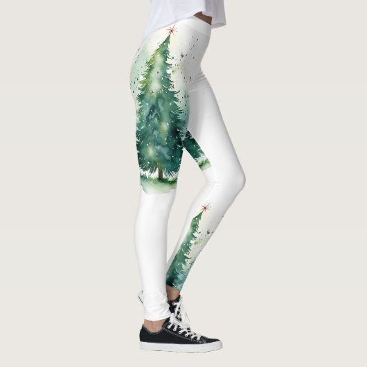 Kerstboom waterverf ontwerp leggings (Rechts)