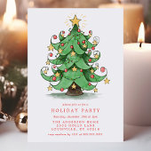 Kerstboom Waterverf Whimsical Holiday Party Kaart