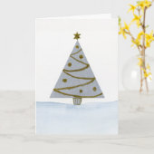 Kerstboom waterverfkaart kaart (Gele Bloem)