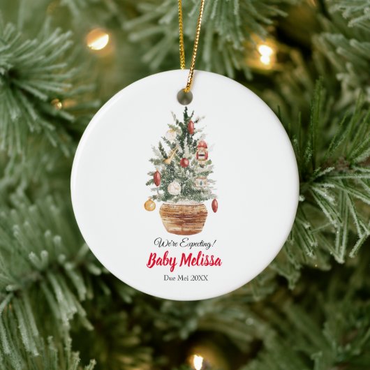 Kerstboom, we verwachten ouderschapsversiering keramisch ornament (Boom)