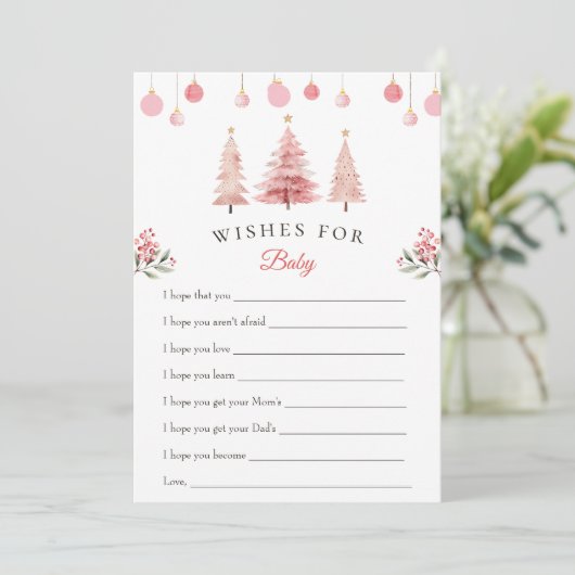 Kerstboom wensen voor Baby Baby shower Kaart (Staand voorkant)