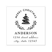 Kerstboom Wereldbol familienaam retouradres Zelfinktende Stempel (Design)