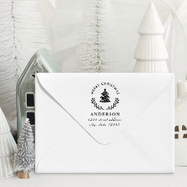 Kerstboom Wereldbol familienaam retouradres Zelfinktende Stempel