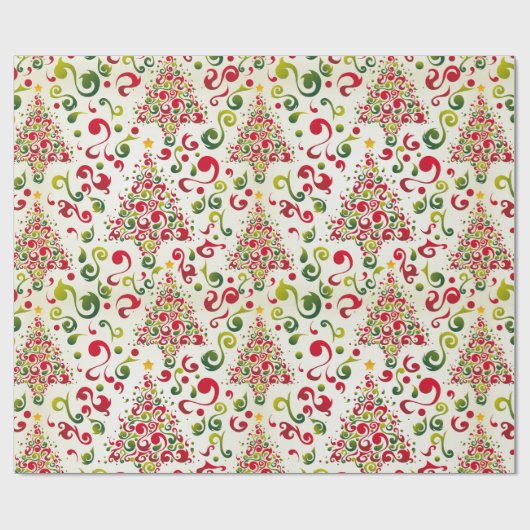 Kerstboom wervelingen cadeaupapier (Vlak)