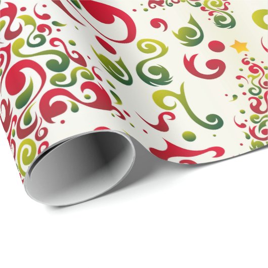 Kerstboom wervelingen cadeaupapier (Rol Hoek)