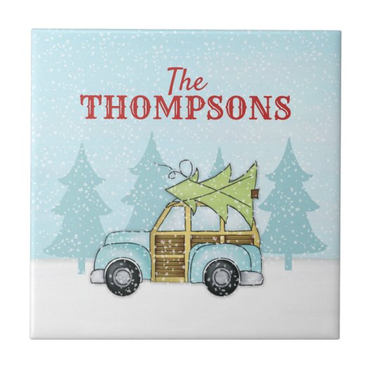 kerstboom Whimsical Snowflake, gepersonaliseerd Tegeltje (Voorkant)