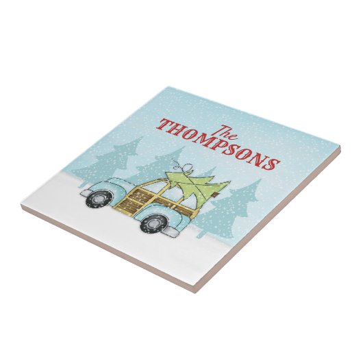 kerstboom Whimsical Snowflake, gepersonaliseerd Tegeltje (Zijkant)