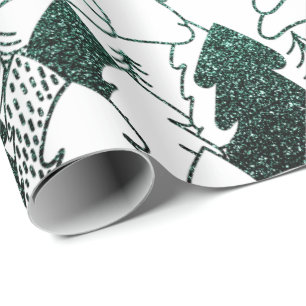 Kerstboom White Woodland Fancy Glitter Green Cadeaupapier