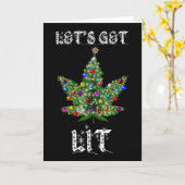 Kerstboom Wiet Blad Pot Thc Cadeau T-shirt  Kaart (Gele Bloem)