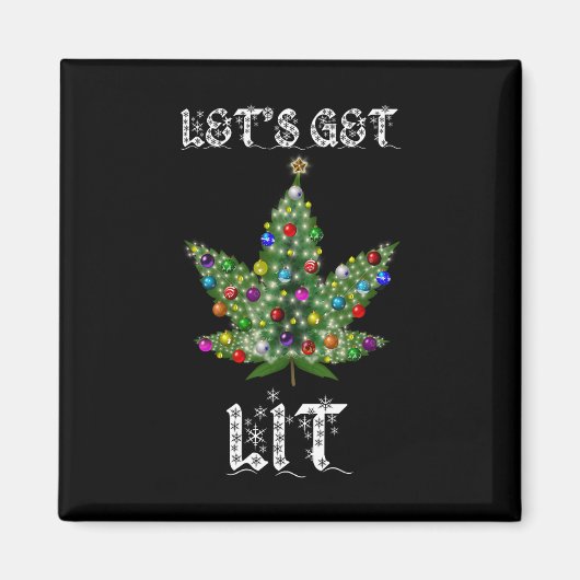 Kerstboom Wiet Blad Pot Thc Cadeau T-shirt Magneet (Voorkant)